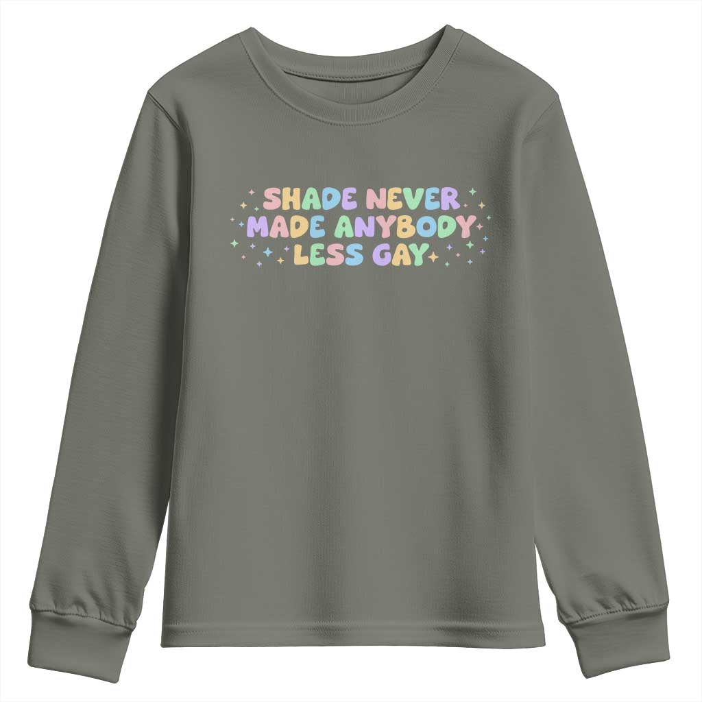 Shade Never Made Anybody Less Gay Youth Sweatshirt LGBTQ Pride - Wonder Print Shop