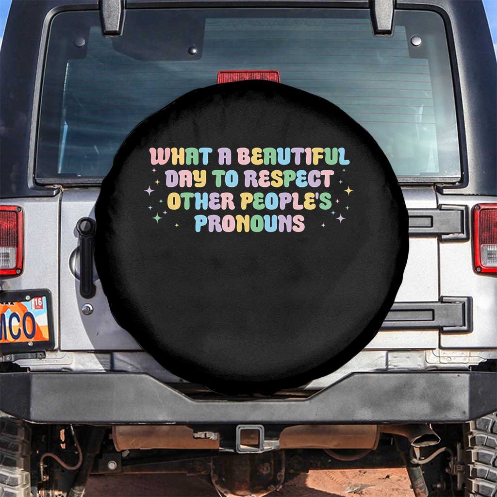 Equality Pride Spare Tire Cover Respect Other People's Pronouns LGBT LGBTQ Pride Ally - Wonder Print Shop
