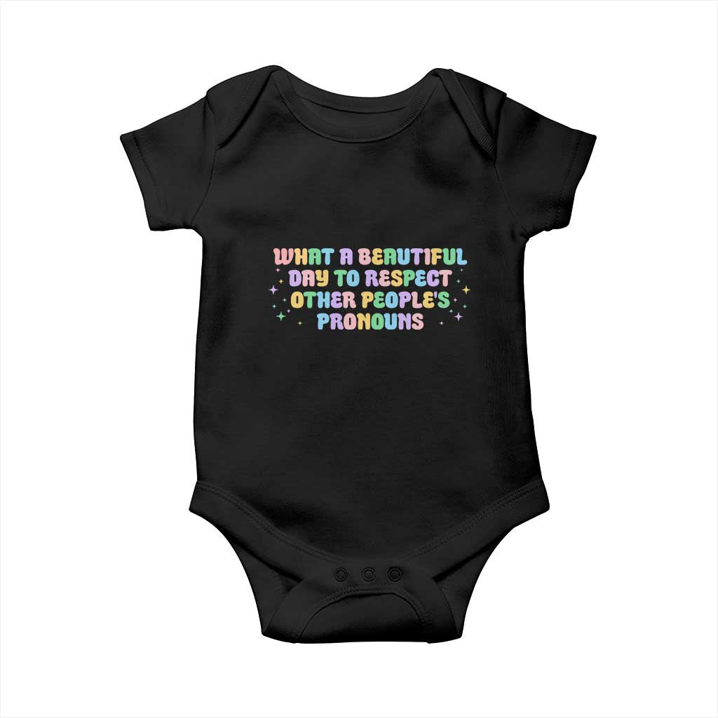 Equality Pride Baby Onesie Respect Other People's Pronouns LGBT LGBTQ Pride Ally - Wonder Print Shop