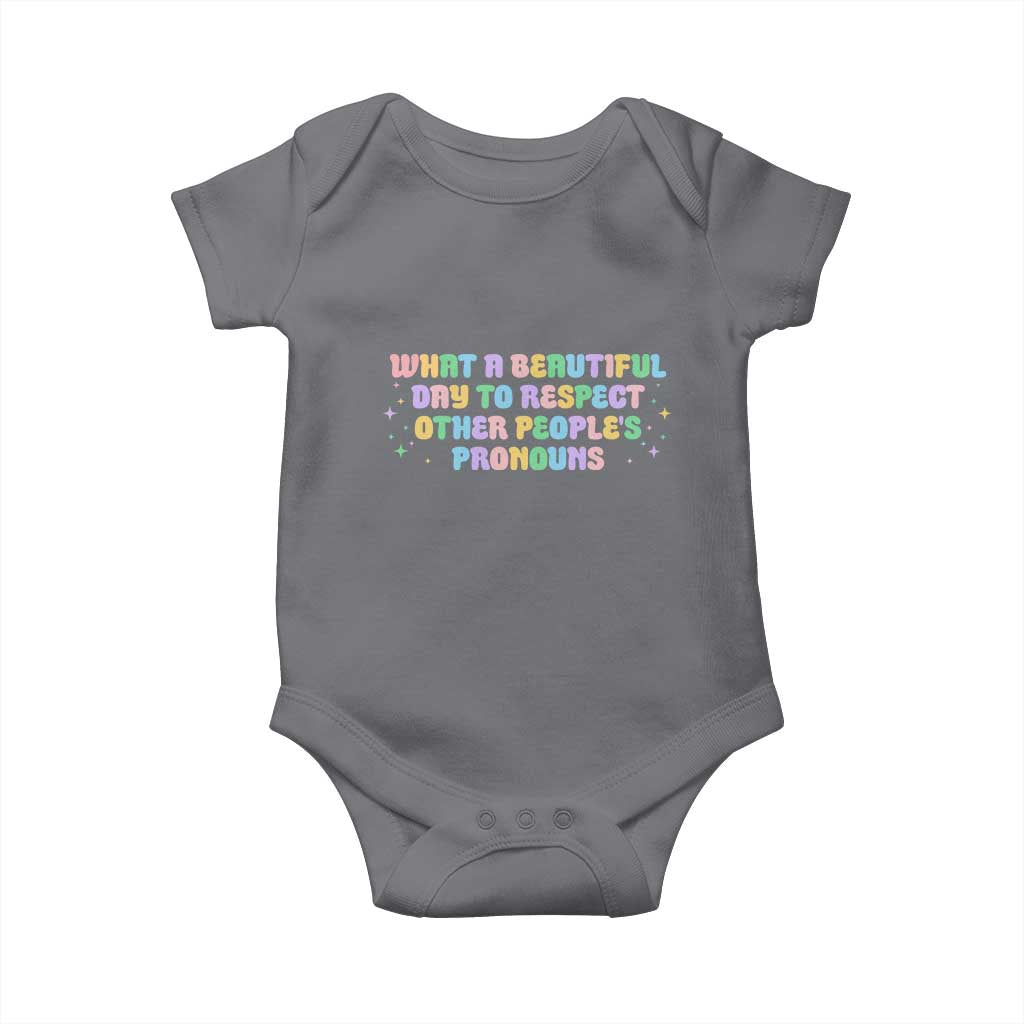 Equality Pride Baby Onesie Respect Other People's Pronouns LGBT LGBTQ Pride Ally - Wonder Print Shop