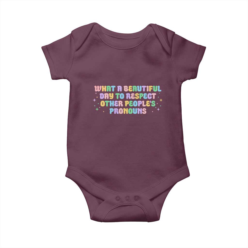 Equality Pride Baby Onesie Respect Other People's Pronouns LGBT LGBTQ Pride Ally - Wonder Print Shop