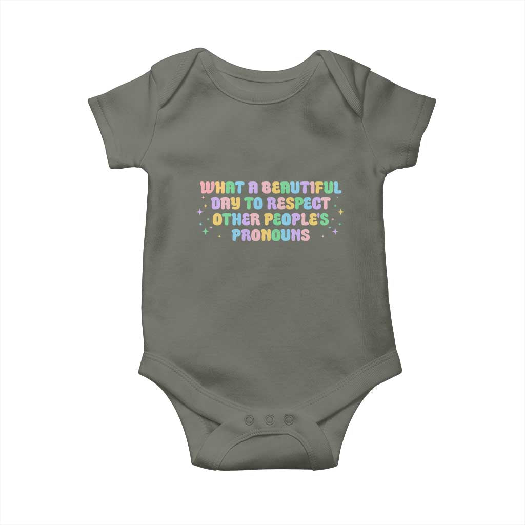 Equality Pride Baby Onesie Respect Other People's Pronouns LGBT LGBTQ Pride Ally - Wonder Print Shop