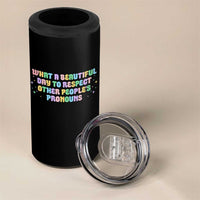 Equality Pride 4 in 1 Can Cooler Tumbler Respect Other People's Pronouns LGBT LGBTQ Pride Ally - Wonder Print Shop