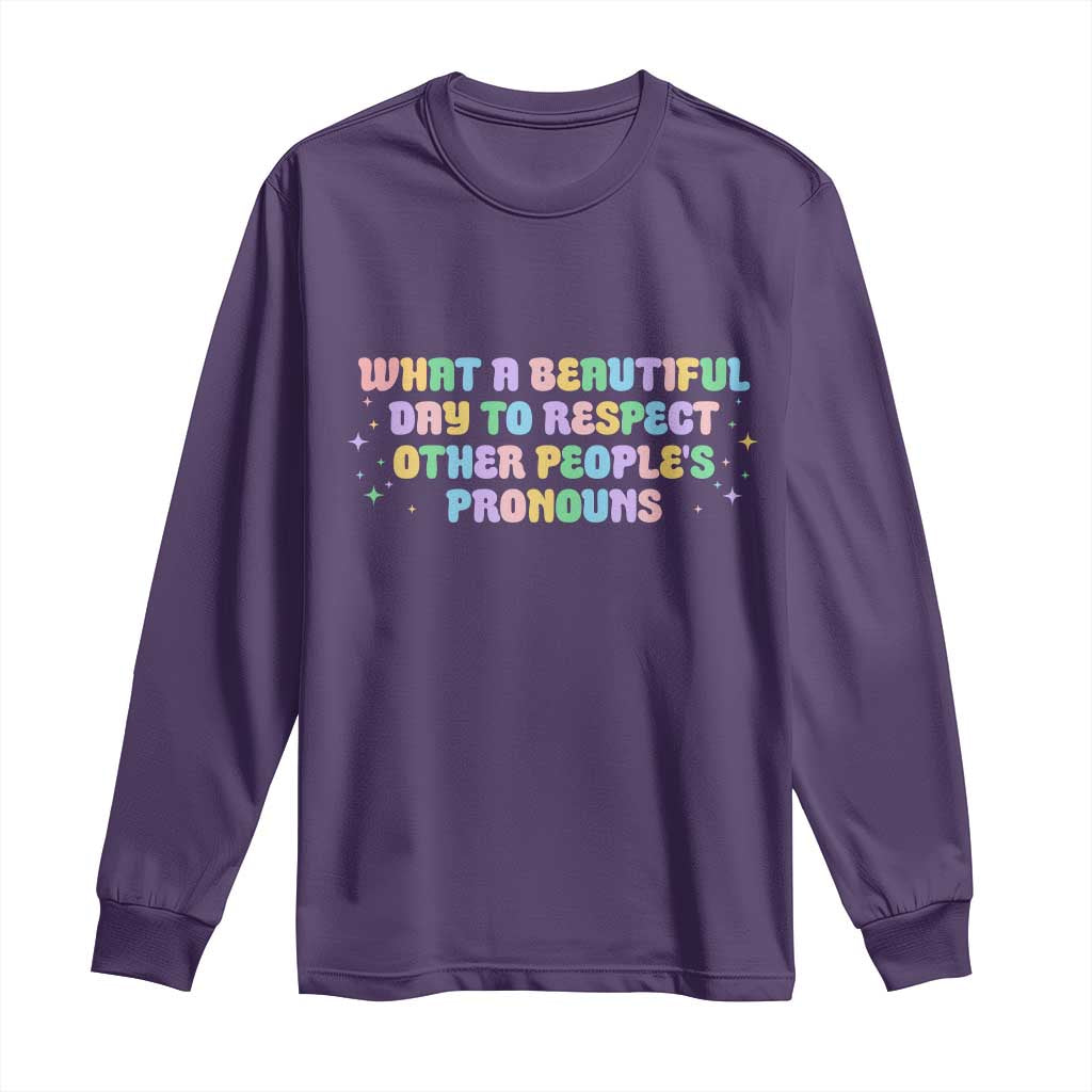 Equality Pride Long Sleeve Shirt Respect Other People's Pronouns LGBT LGBTQ Pride Ally - Wonder Print Shop