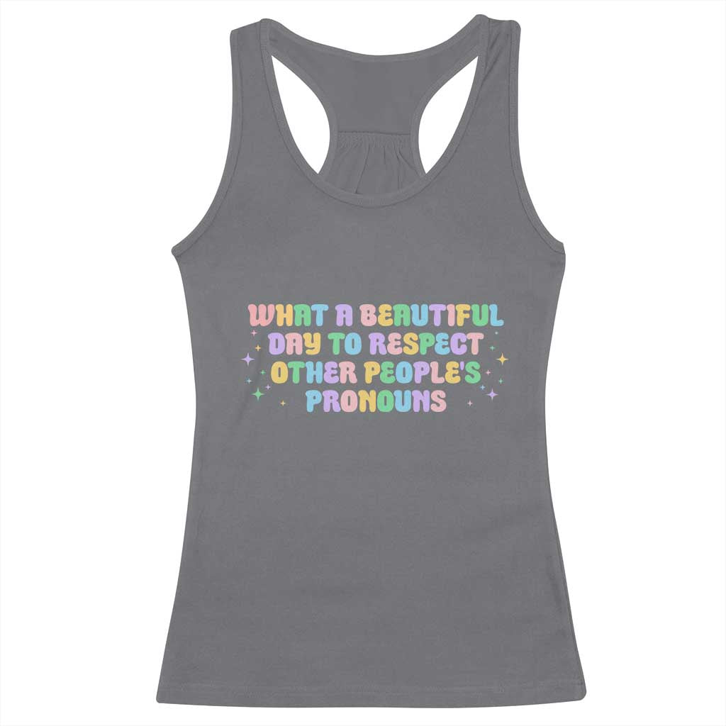 Equality Pride Racerback Tank Top Respect Other People's Pronouns LGBT LGBTQ Pride Ally - Wonder Print Shop