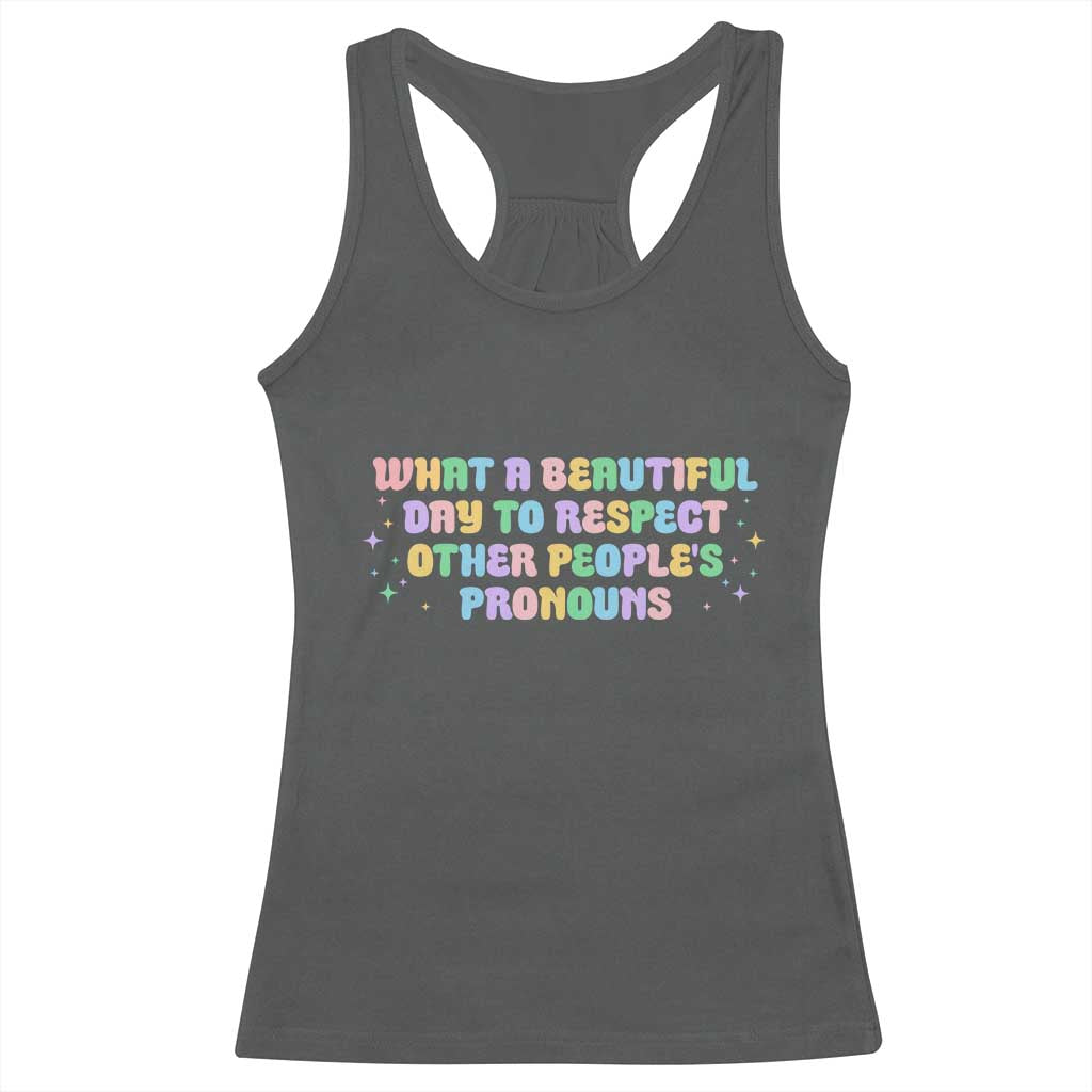 Equality Pride Racerback Tank Top Respect Other People's Pronouns LGBT LGBTQ Pride Ally - Wonder Print Shop
