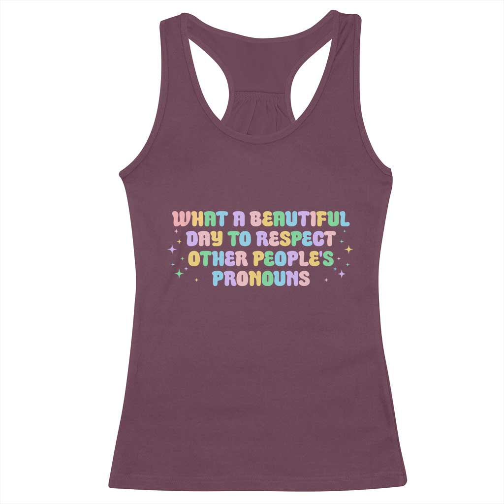 Equality Pride Racerback Tank Top Respect Other People's Pronouns LGBT LGBTQ Pride Ally - Wonder Print Shop