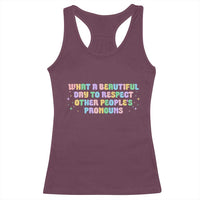 Equality Pride Racerback Tank Top Respect Other People's Pronouns LGBT LGBTQ Pride Ally - Wonder Print Shop