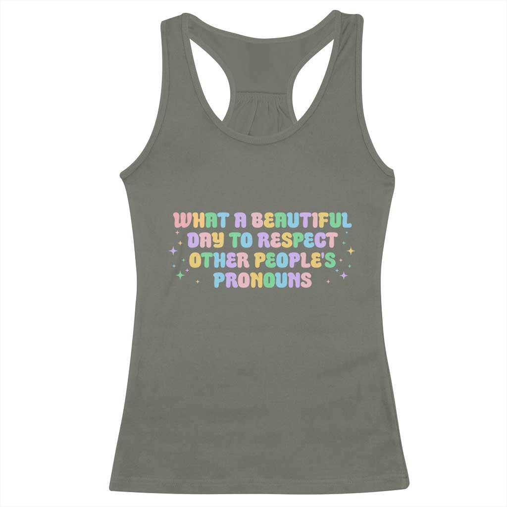 Equality Pride Racerback Tank Top Respect Other People's Pronouns LGBT LGBTQ Pride Ally - Wonder Print Shop