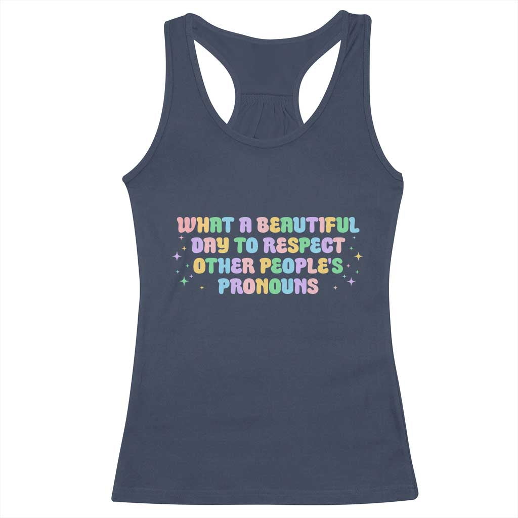 Equality Pride Racerback Tank Top Respect Other People's Pronouns LGBT LGBTQ Pride Ally - Wonder Print Shop