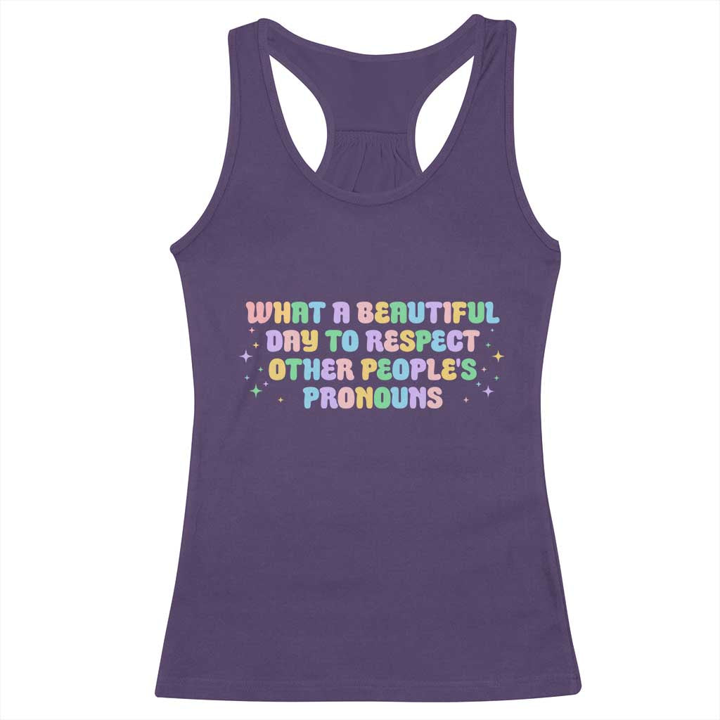 Equality Pride Racerback Tank Top Respect Other People's Pronouns LGBT LGBTQ Pride Ally - Wonder Print Shop