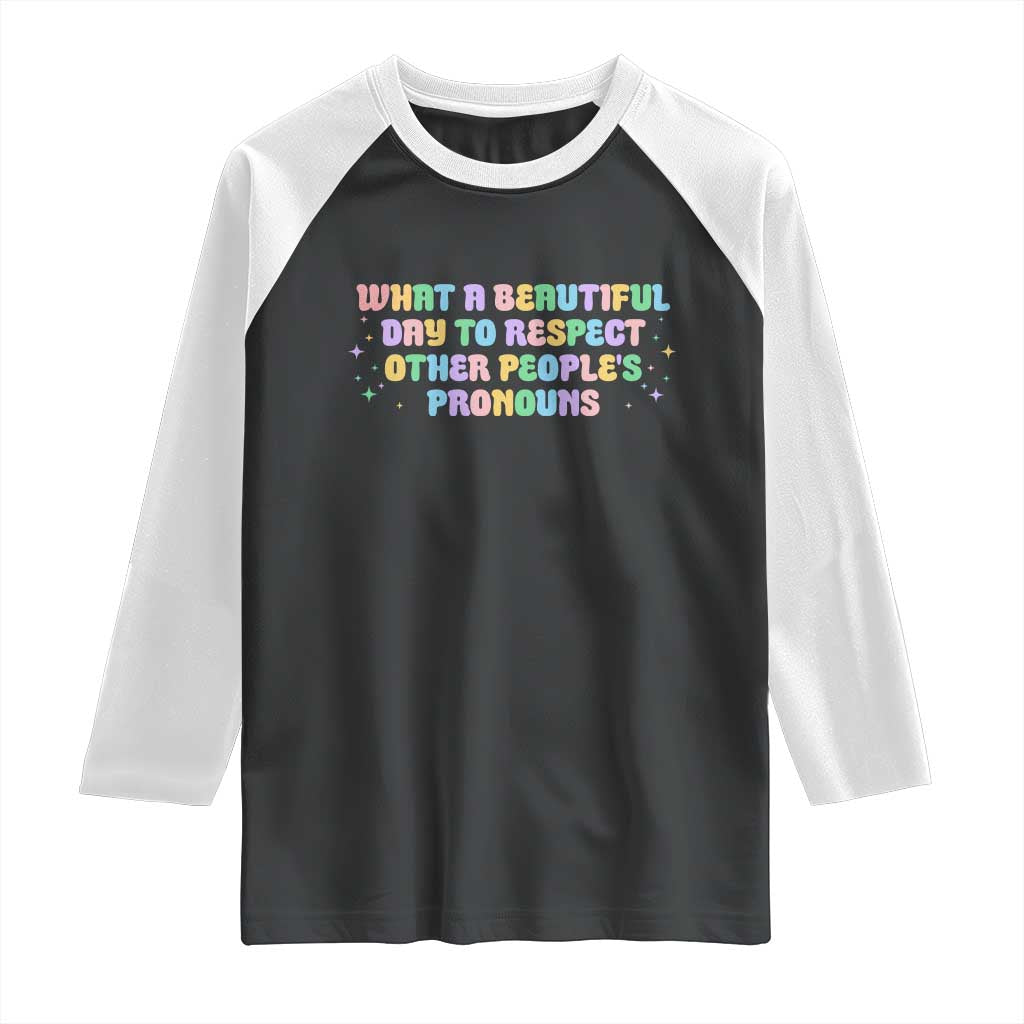 Equality Pride Raglan Shirt Respect Other People's Pronouns LGBT LGBTQ Pride Ally - Wonder Print Shop