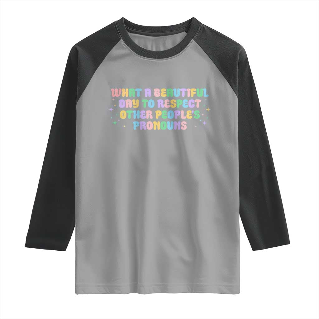 Equality Pride Raglan Shirt Respect Other People's Pronouns LGBT LGBTQ Pride Ally - Wonder Print Shop
