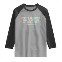Equality Pride Raglan Shirt Respect Other People's Pronouns LGBT LGBTQ Pride Ally - Wonder Print Shop