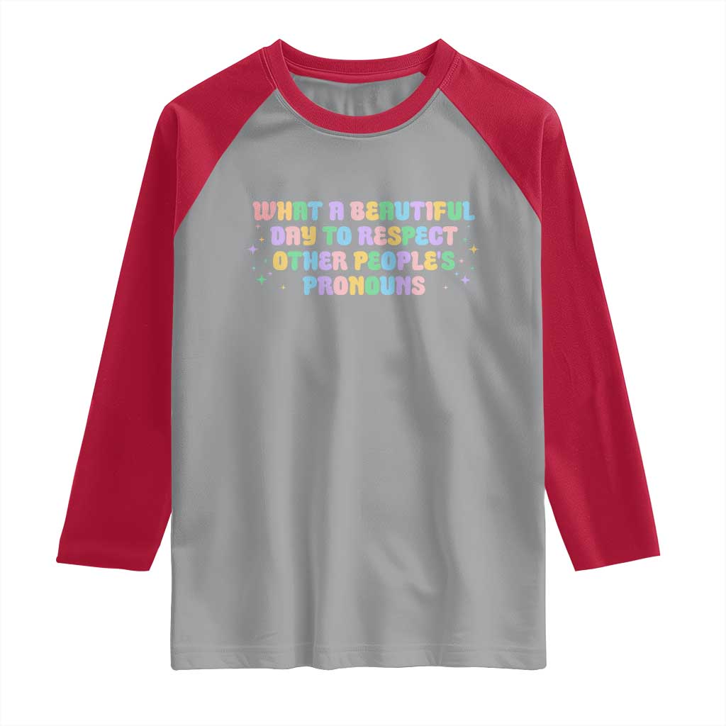 Equality Pride Raglan Shirt Respect Other People's Pronouns LGBT LGBTQ Pride Ally - Wonder Print Shop