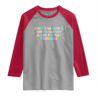 Equality Pride Raglan Shirt Respect Other People's Pronouns LGBT LGBTQ Pride Ally - Wonder Print Shop
