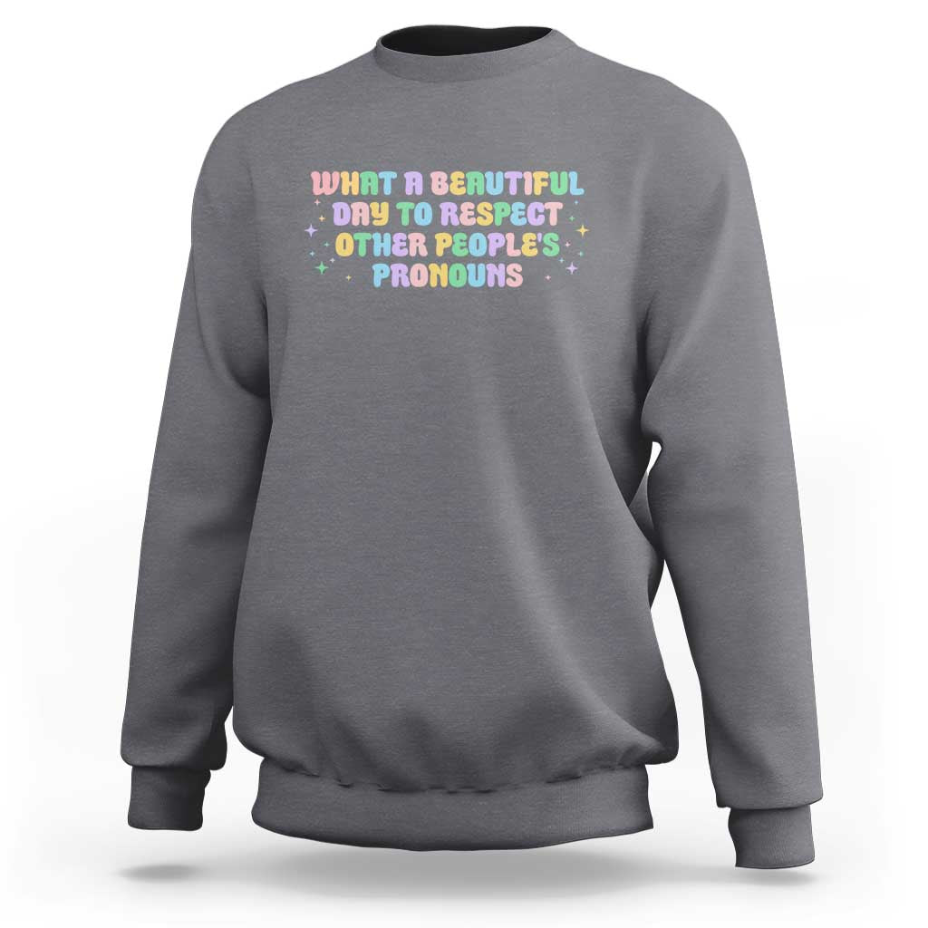 Equality Pride Sweatshirt Respect Other People's Pronouns LGBT LGBTQ Pride Ally - Wonder Print Shop