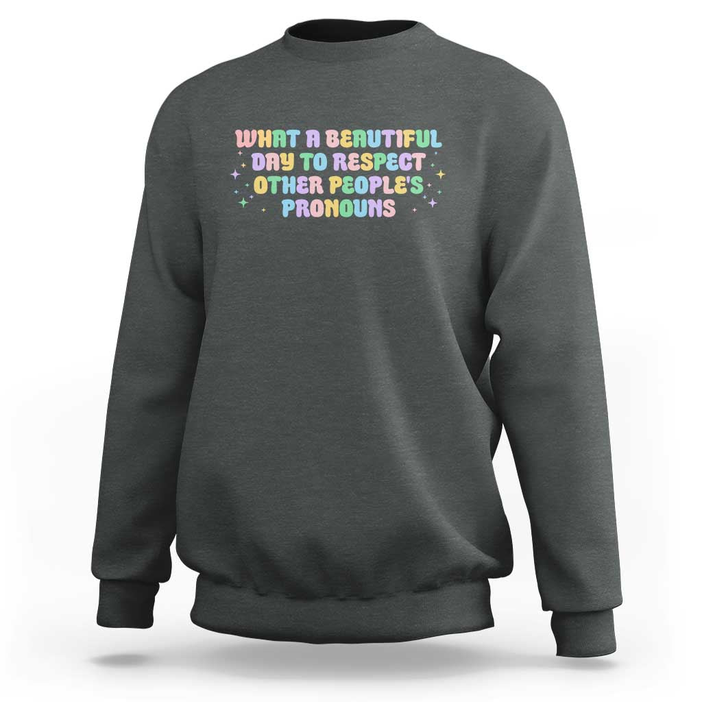 Equality Pride Sweatshirt Respect Other People's Pronouns LGBT LGBTQ Pride Ally - Wonder Print Shop