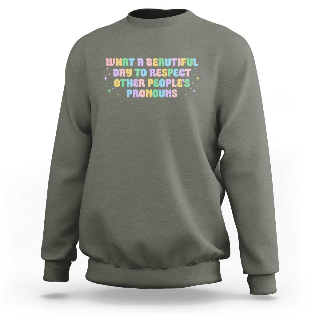 Equality Pride Sweatshirt Respect Other People's Pronouns LGBT LGBTQ Pride Ally - Wonder Print Shop