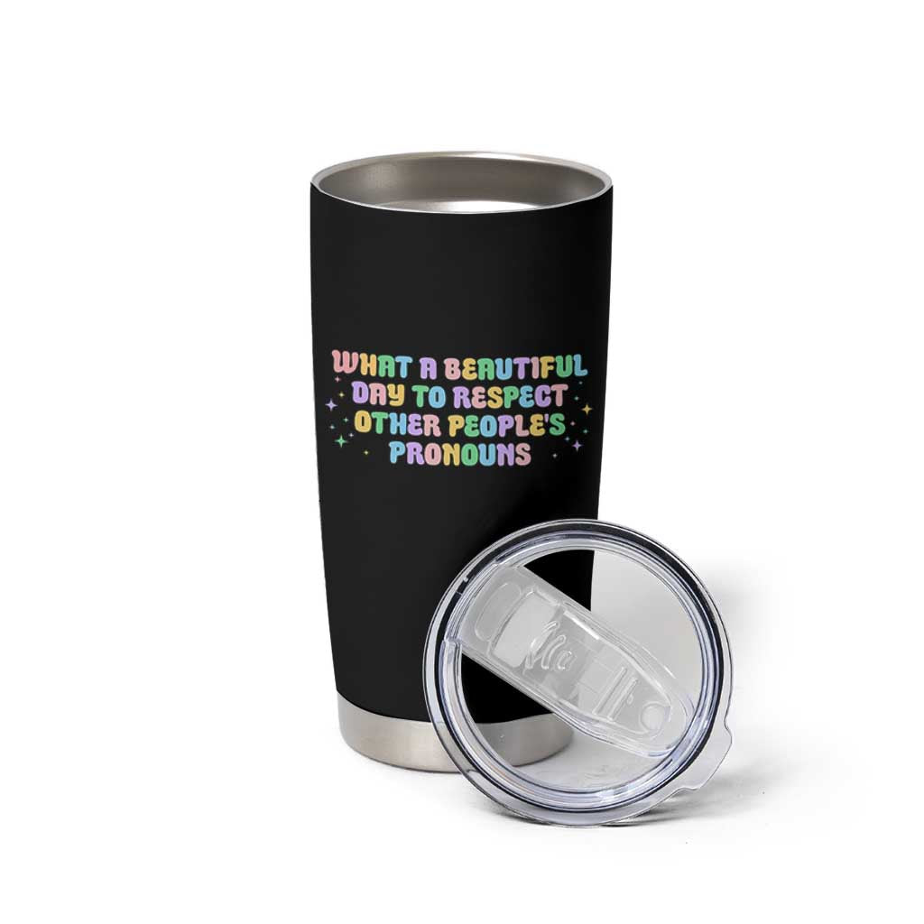 Equality Pride Tumbler Cup Respect Other People's Pronouns LGBT LGBTQ Pride Ally - Wonder Print Shop