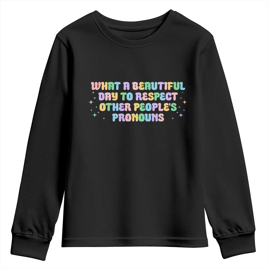 Equality Pride Youth Sweatshirt Respect Other People's Pronouns LGBT LGBTQ Pride Ally - Wonder Print Shop