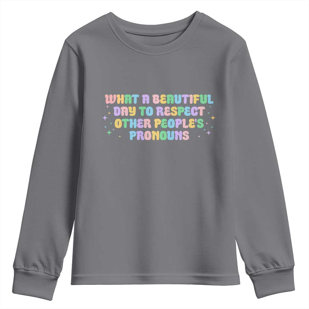 Equality Pride Youth Sweatshirt Respect Other People's Pronouns LGBT LGBTQ Pride Ally - Wonder Print Shop