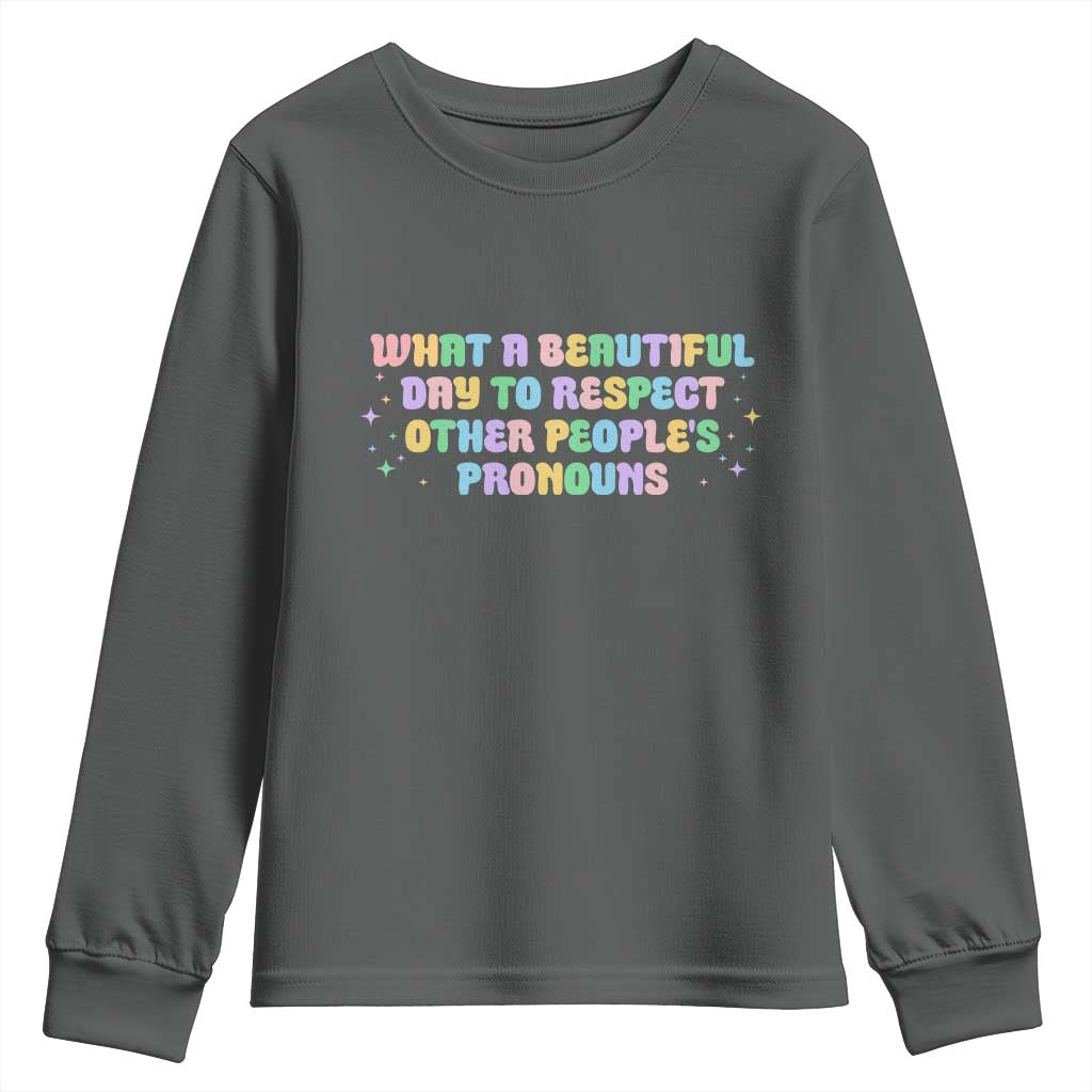 Equality Pride Youth Sweatshirt Respect Other People's Pronouns LGBT LGBTQ Pride Ally - Wonder Print Shop