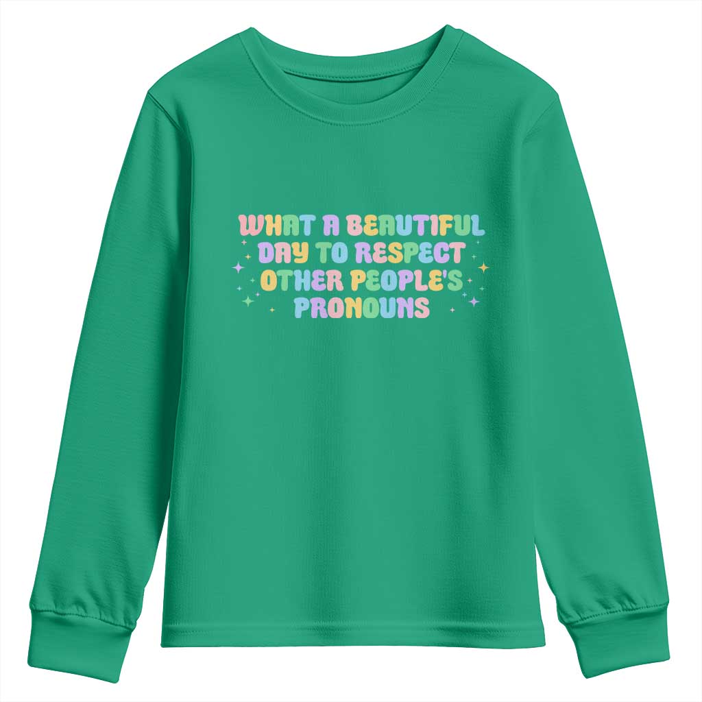 Equality Pride Youth Sweatshirt Respect Other People's Pronouns LGBT LGBTQ Pride Ally - Wonder Print Shop