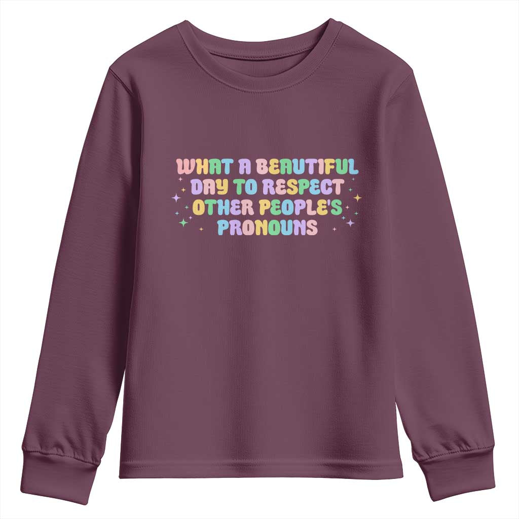 Equality Pride Youth Sweatshirt Respect Other People's Pronouns LGBT LGBTQ Pride Ally - Wonder Print Shop