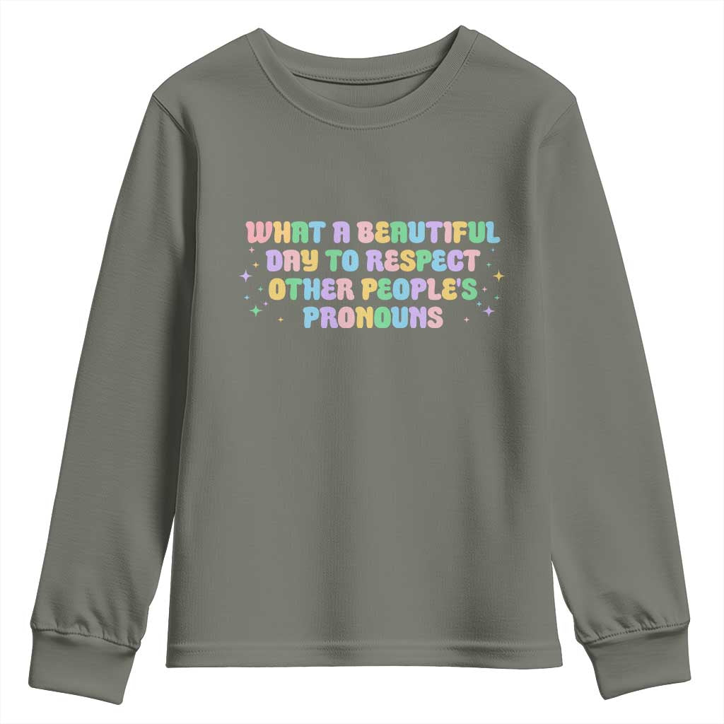 Equality Pride Youth Sweatshirt Respect Other People's Pronouns LGBT LGBTQ Pride Ally - Wonder Print Shop