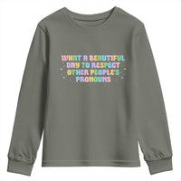 Equality Pride Youth Sweatshirt Respect Other People's Pronouns LGBT LGBTQ Pride Ally - Wonder Print Shop