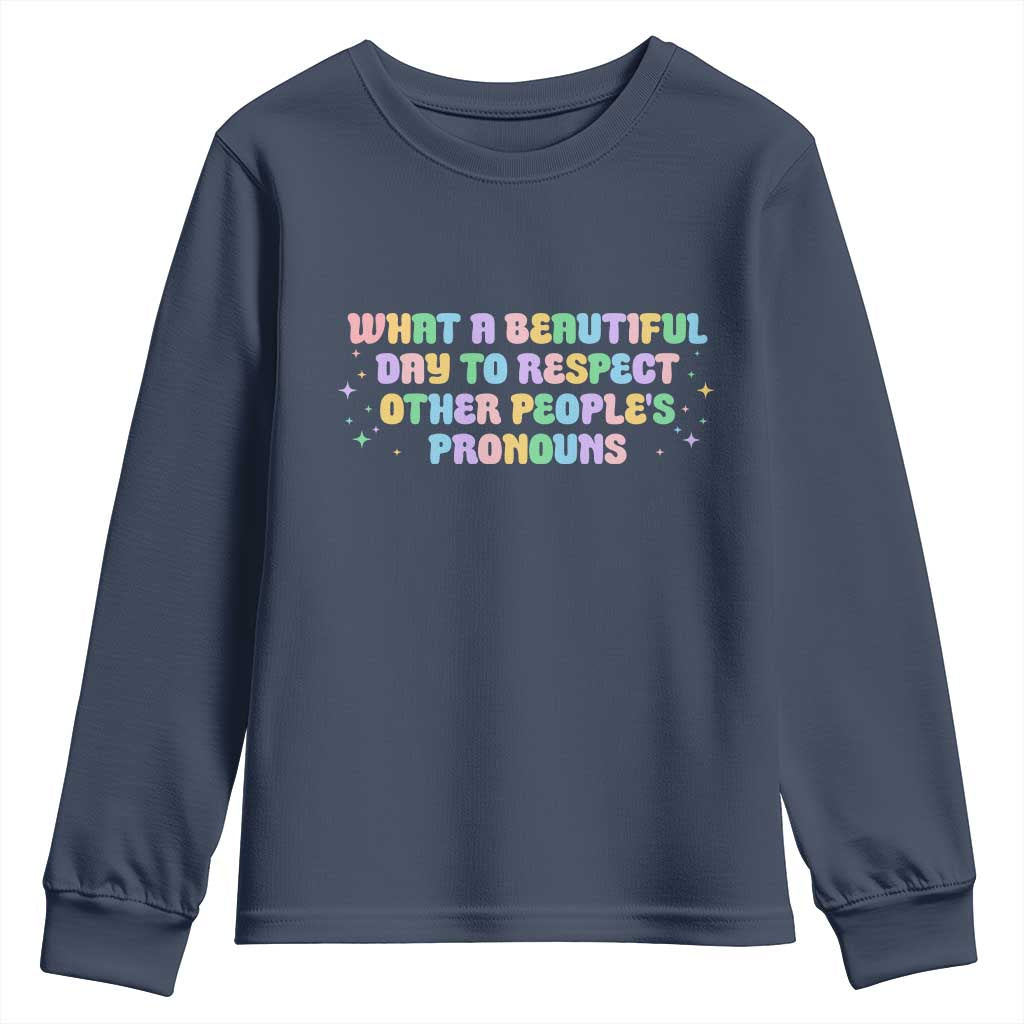 Equality Pride Youth Sweatshirt Respect Other People's Pronouns LGBT LGBTQ Pride Ally - Wonder Print Shop