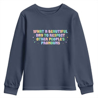 Equality Pride Youth Sweatshirt Respect Other People's Pronouns LGBT LGBTQ Pride Ally - Wonder Print Shop