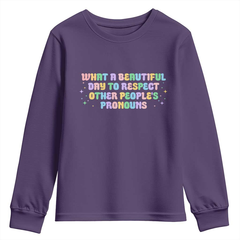 Equality Pride Youth Sweatshirt Respect Other People's Pronouns LGBT LGBTQ Pride Ally - Wonder Print Shop