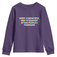 Equality Pride Youth Sweatshirt Respect Other People's Pronouns LGBT LGBTQ Pride Ally - Wonder Print Shop