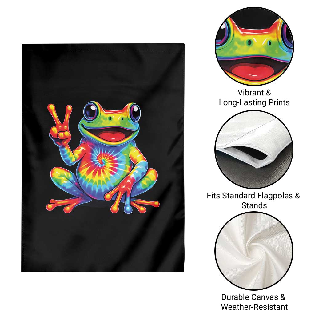 Tie-Dye Frog Peace Sign Hippie Garden Flag Toad Trends Effect Printing - Wonder Print Shop