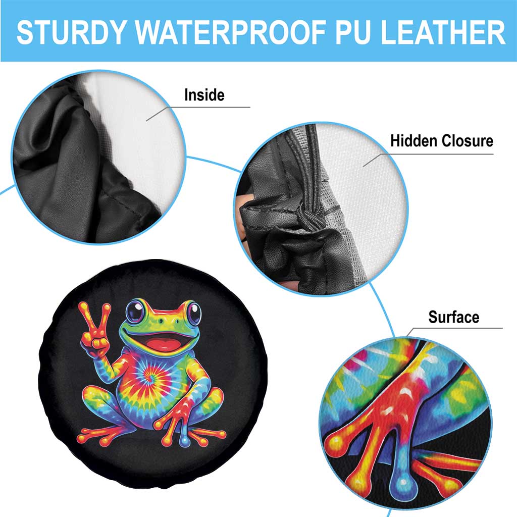 Tie-Dye Frog Peace Sign Hippie Spare Tire Cover Toad Trends Effect Printing - Wonder Print Shop