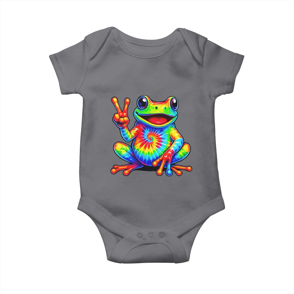 Tie-Dye Frog Peace Sign Hippie Baby Onesie Toad Trends Effect Printing - Wonder Print Shop