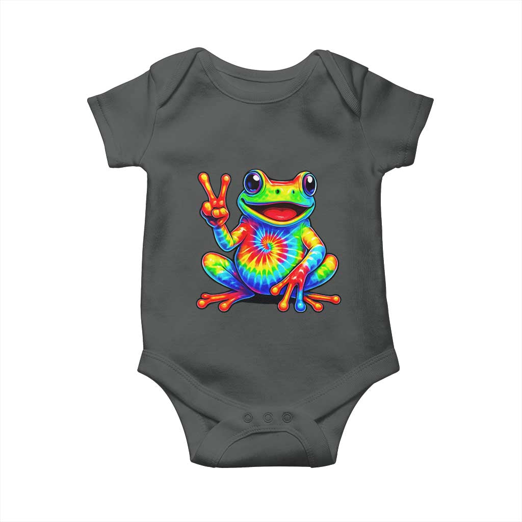 Tie-Dye Frog Peace Sign Hippie Baby Onesie Toad Trends Effect Printing - Wonder Print Shop