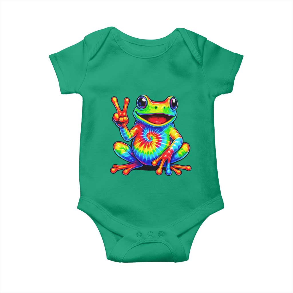 Tie-Dye Frog Peace Sign Hippie Baby Onesie Toad Trends Effect Printing - Wonder Print Shop