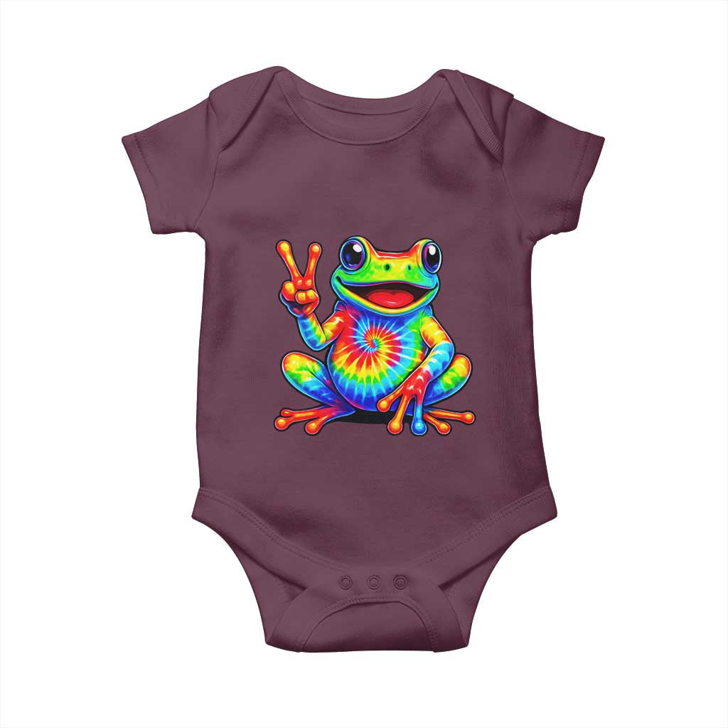 Tie-Dye Frog Peace Sign Hippie Baby Onesie Toad Trends Effect Printing - Wonder Print Shop