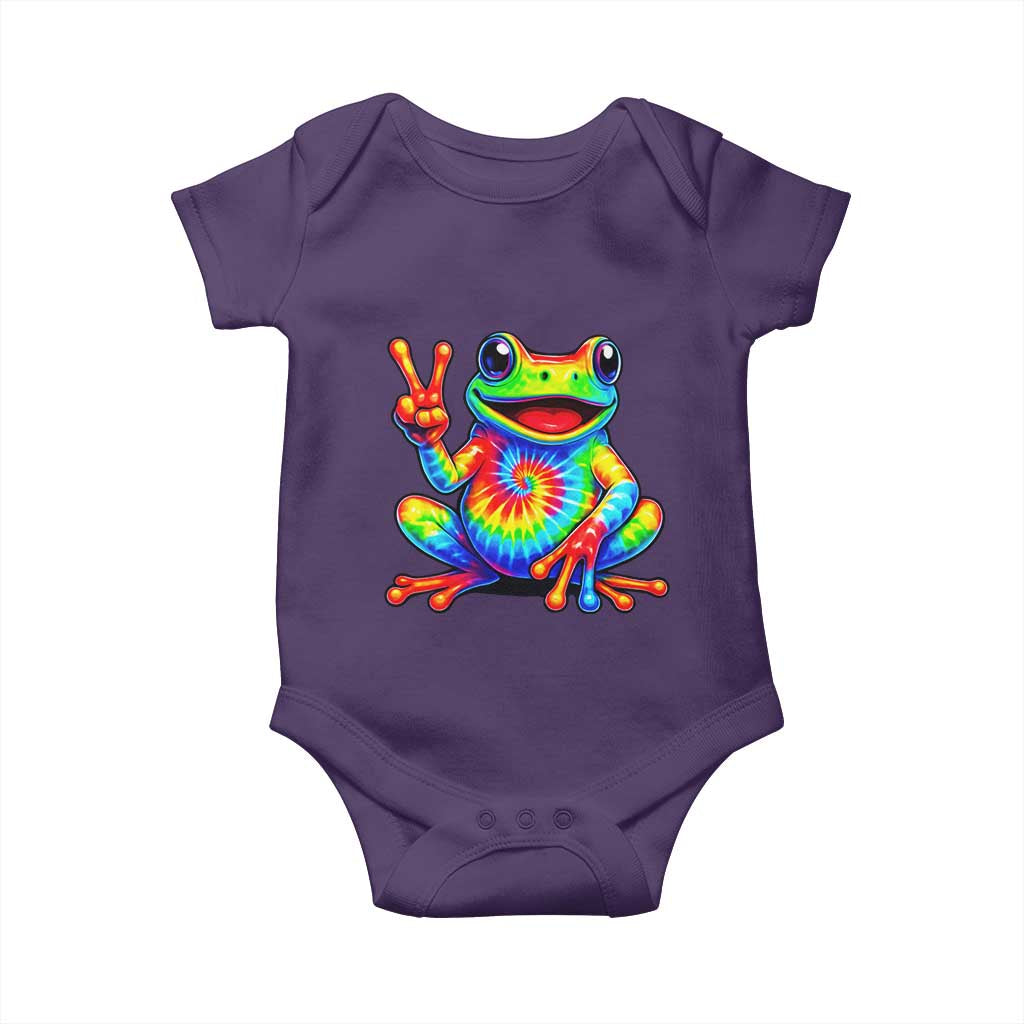 Tie-Dye Frog Peace Sign Hippie Baby Onesie Toad Trends Effect Printing - Wonder Print Shop