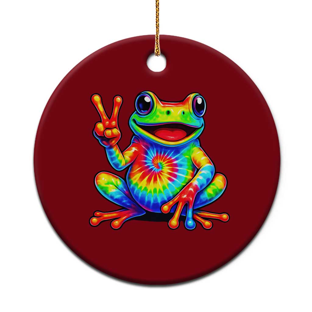 Tie-Dye Frog Peace Sign Hippie Ceramic Ornament Toad Trends Effect Printing - Wonder Print Shop