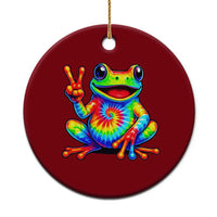 Tie-Dye Frog Peace Sign Hippie Ceramic Ornament Toad Trends Effect Printing - Wonder Print Shop