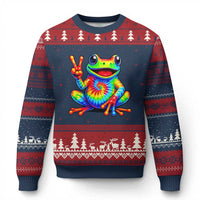 Tie-Dye Frog Peace Sign Hippie Ugly Christmas Sweater Toad Trends Effect Printing - Wonder Print Shop