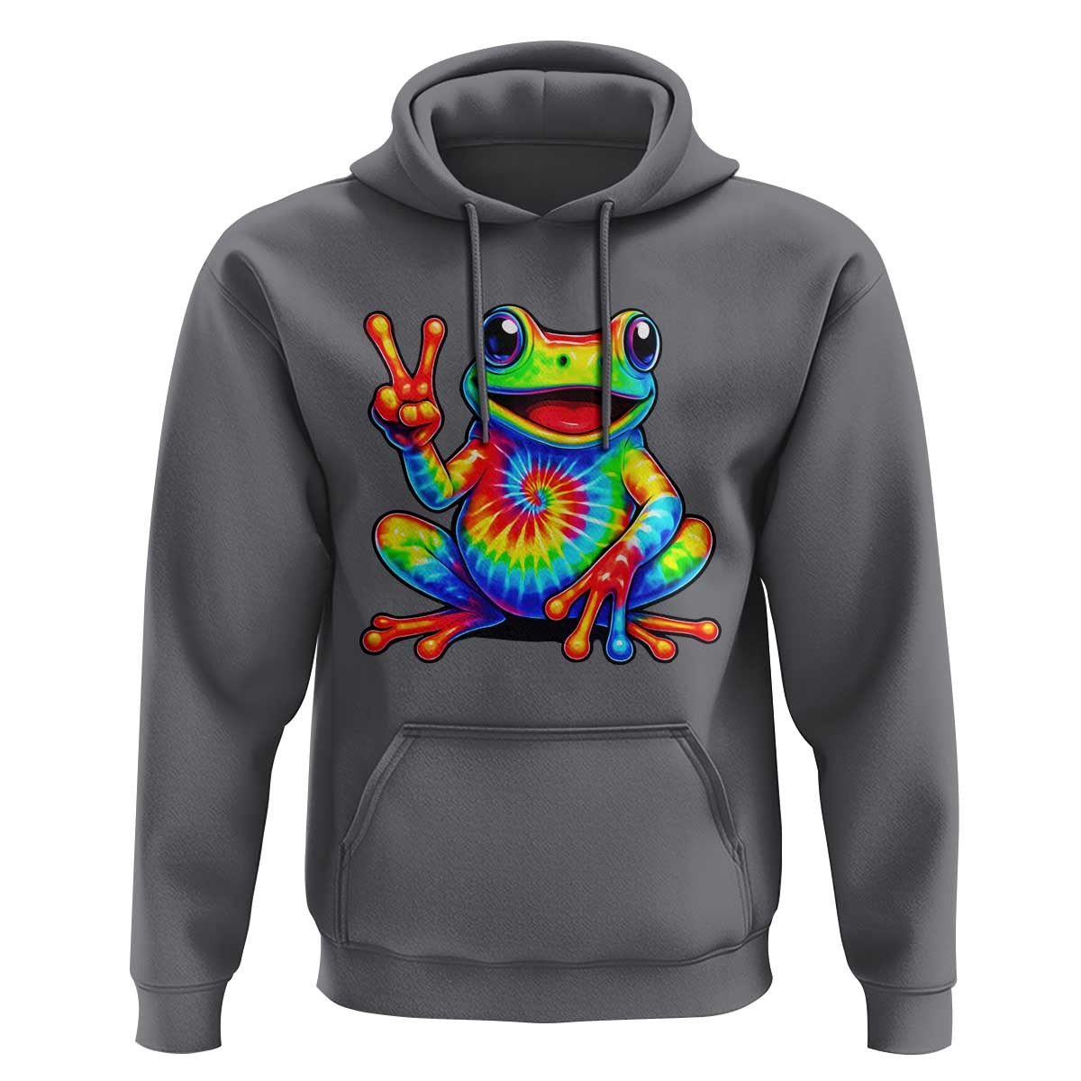 Tie-Dye Frog Peace Sign Hippie Hoodie Toad Trends Effect Printing - Wonder Print Shop