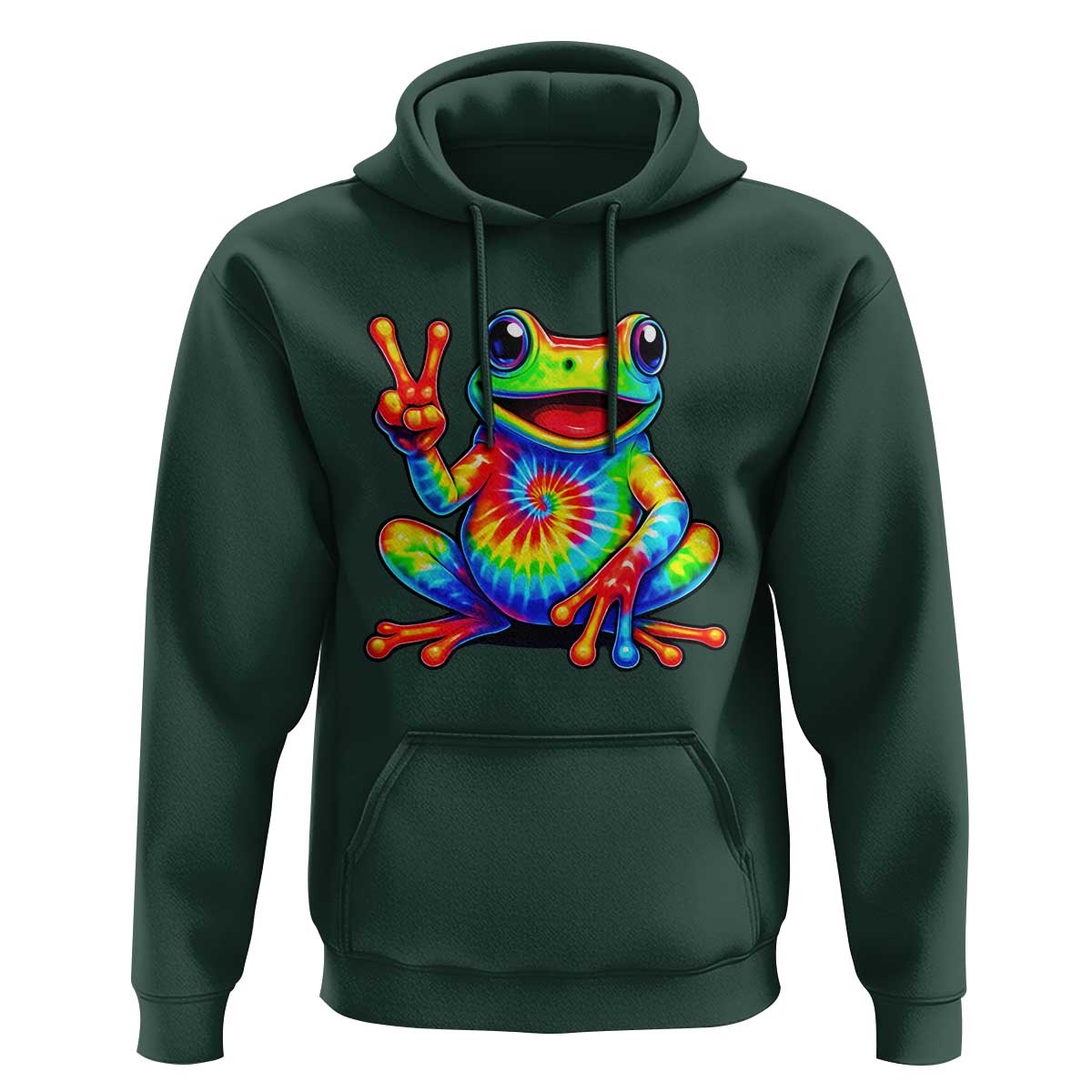Tie-Dye Frog Peace Sign Hippie Hoodie Toad Trends Effect Printing - Wonder Print Shop
