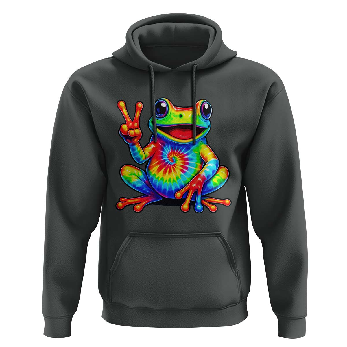 Tie-Dye Frog Peace Sign Hippie Hoodie Toad Trends Effect Printing - Wonder Print Shop
