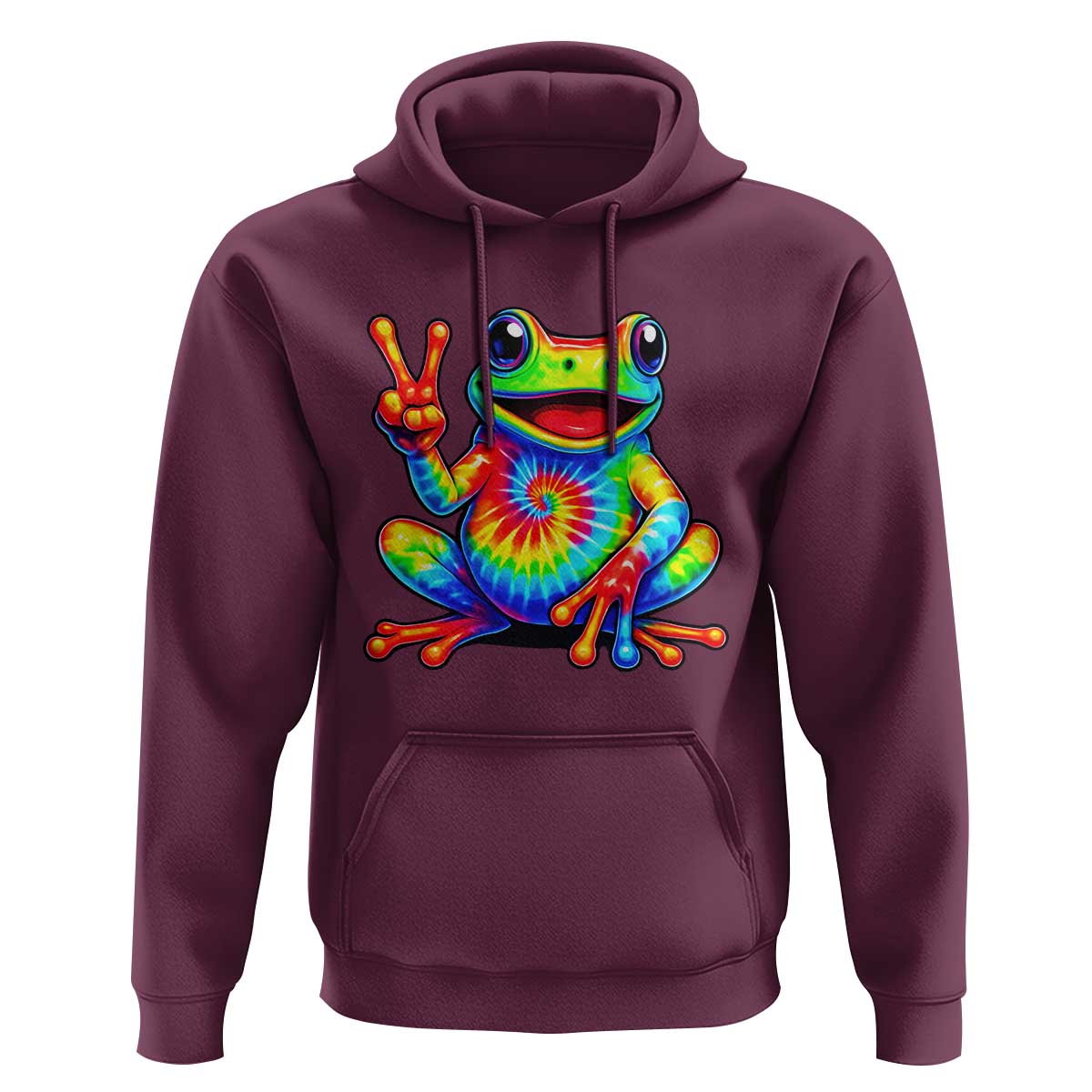 Tie-Dye Frog Peace Sign Hippie Hoodie Toad Trends Effect Printing - Wonder Print Shop