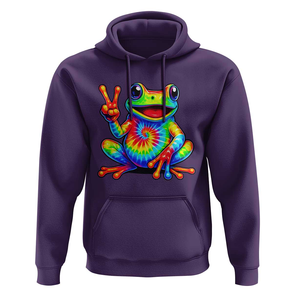 Tie-Dye Frog Peace Sign Hippie Hoodie Toad Trends Effect Printing - Wonder Print Shop